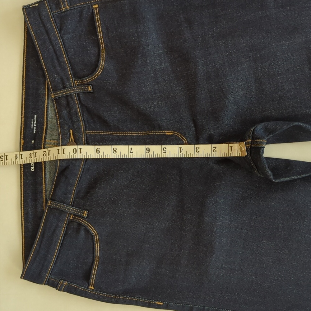 NWOT Old Navy High-Rise Wow Straight Denim Mom Jeans 14 Dark Wash Blue Pockets - Picture 12 of 13